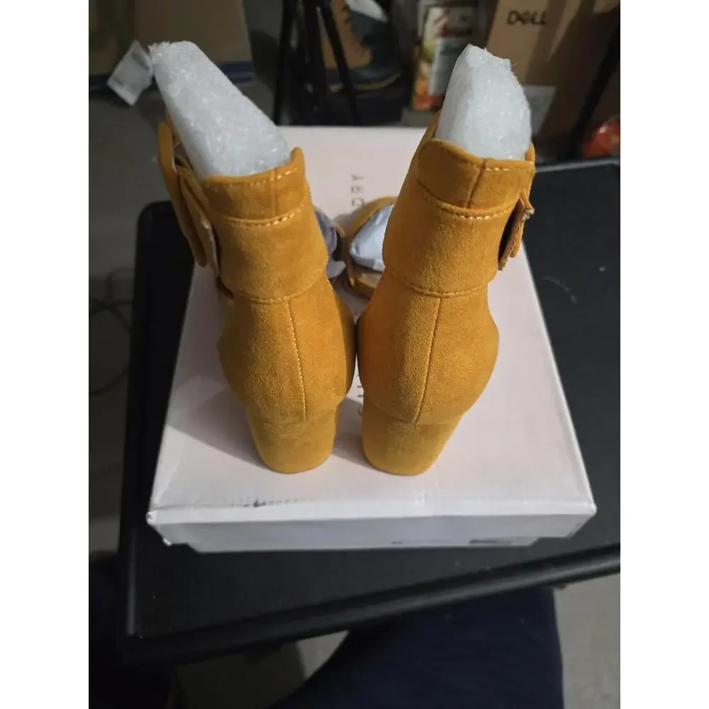 Chinese Laundry Rumor Yellow Micro Suede Block Heel Sandals Size 5.5 - Picture 4 of 5